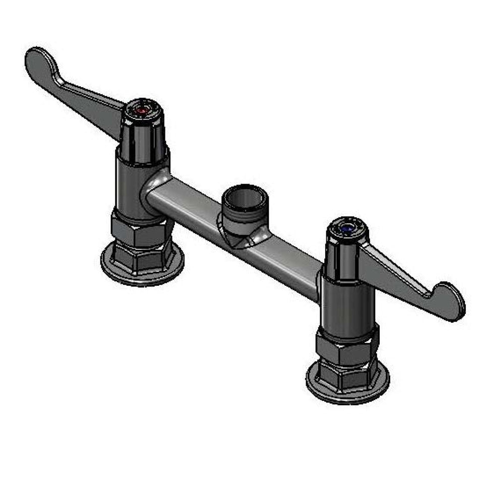 equip 7" Deck Mount Faucet, Swivel Outlet, Less Nozzle, 4" Wrist Handles, Supply Nipples