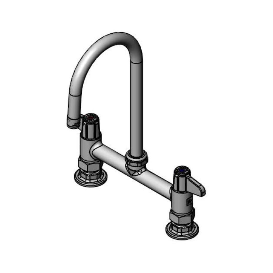 8" Deck Mount Mixing Faucet with equip Swivel Gooseneck with 1.5 GPM Aerator