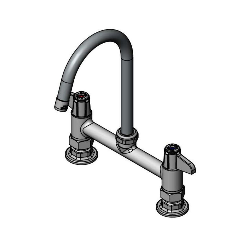 8" Deck Mount Mixing Faucet with equip Swivel Gooseneck with 1.5 Aerator