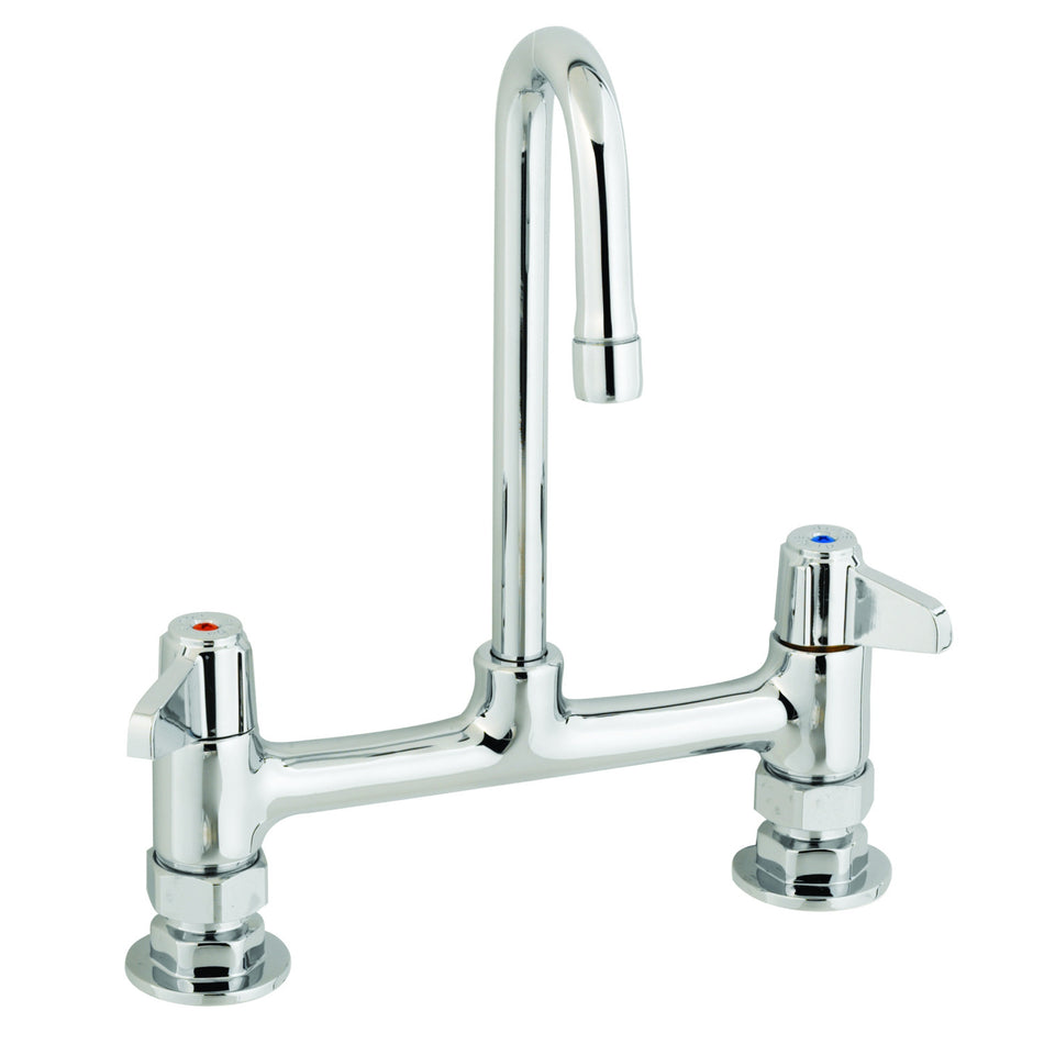 T&S 5F-8DLX03 Deck Mount Faucet - 3" Gooseneck Spout, 8" Centers