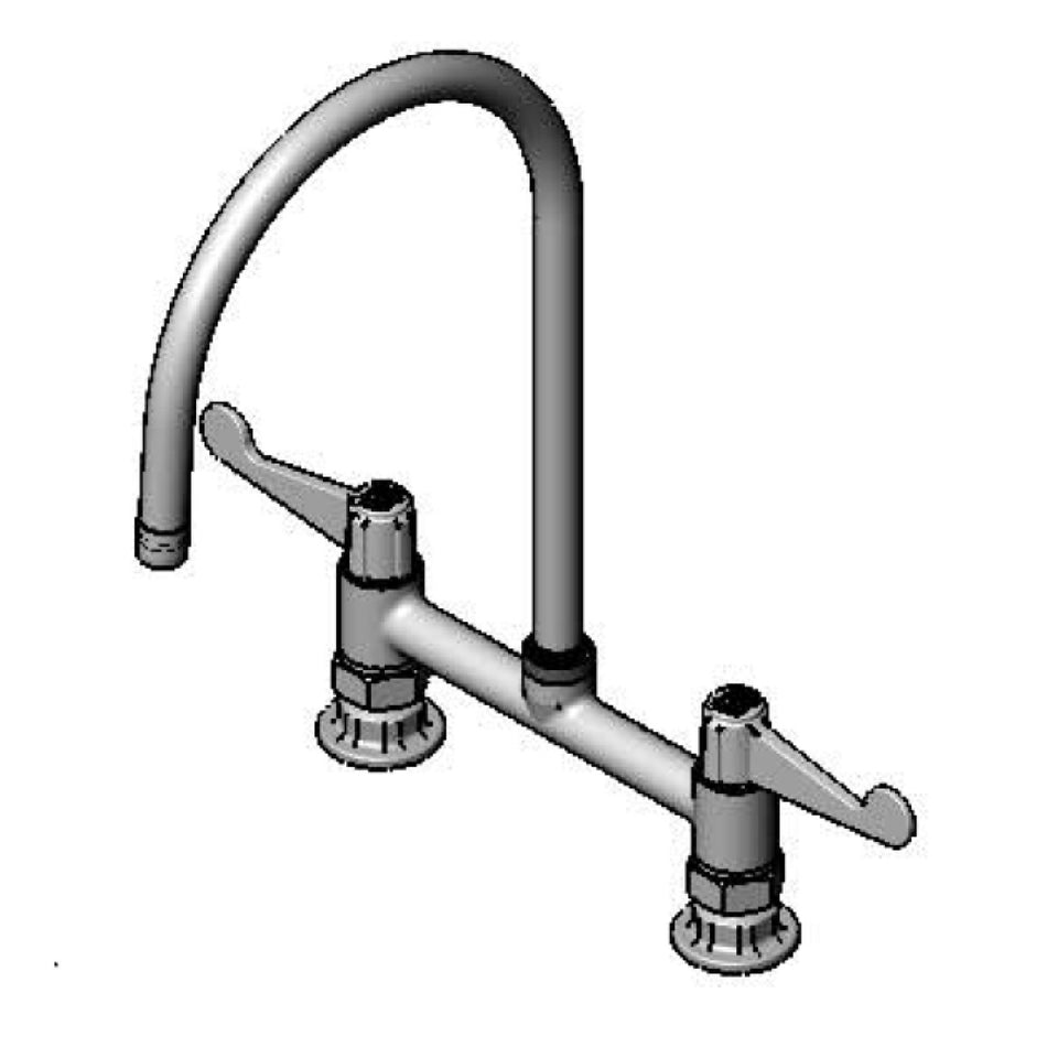 equip 8" Deck Mount Faucet, Wrist Handles, 9" Swivel GN & 1/2" NPT Supply Nipple Kit