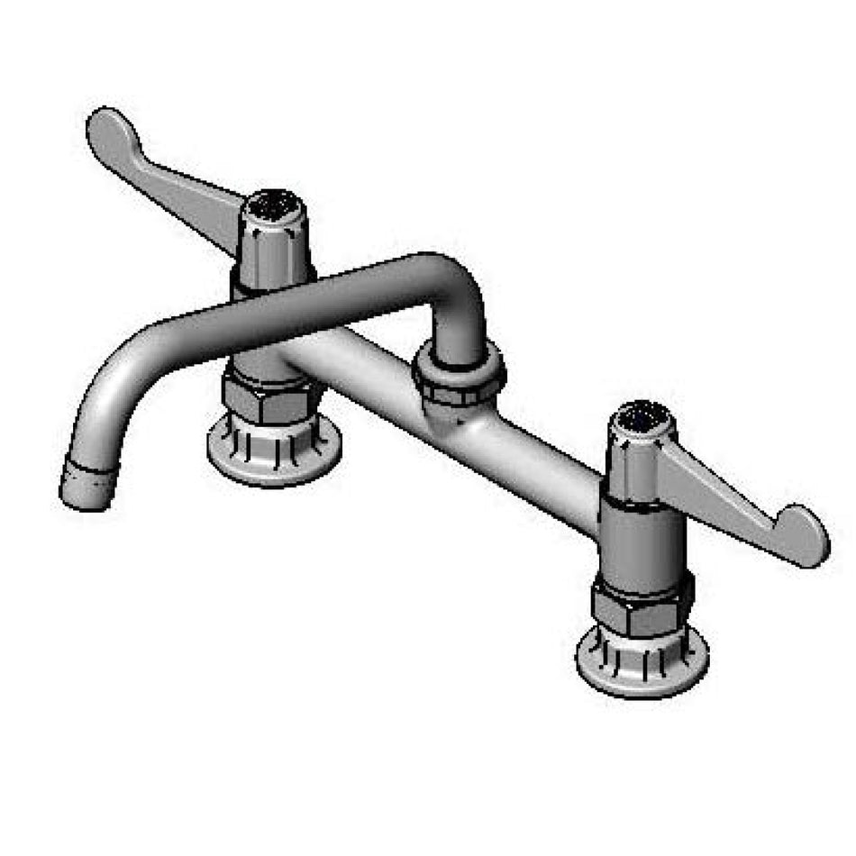 equip 8" c/c Deck Mount Faucet, 8" Swing Nozzle, 4" Wrist-Action Handles