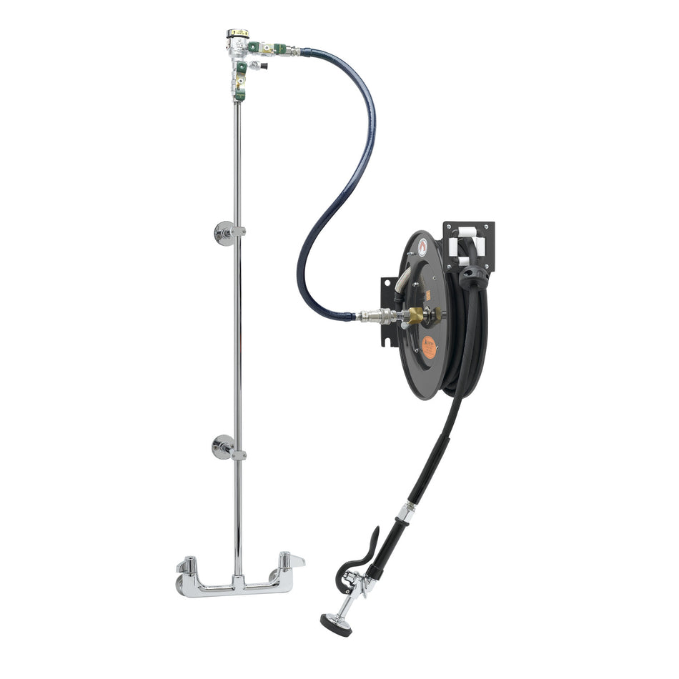 EQUIP Hose Reel System, 8" Wall Mount Base Faucet, 3/8" x 35' Hose