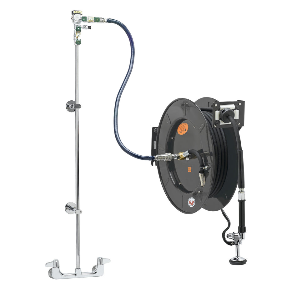 EQUIP Hose Reel System, 8" Wall Mount Base Faucet, 3/8" x 50' Hose