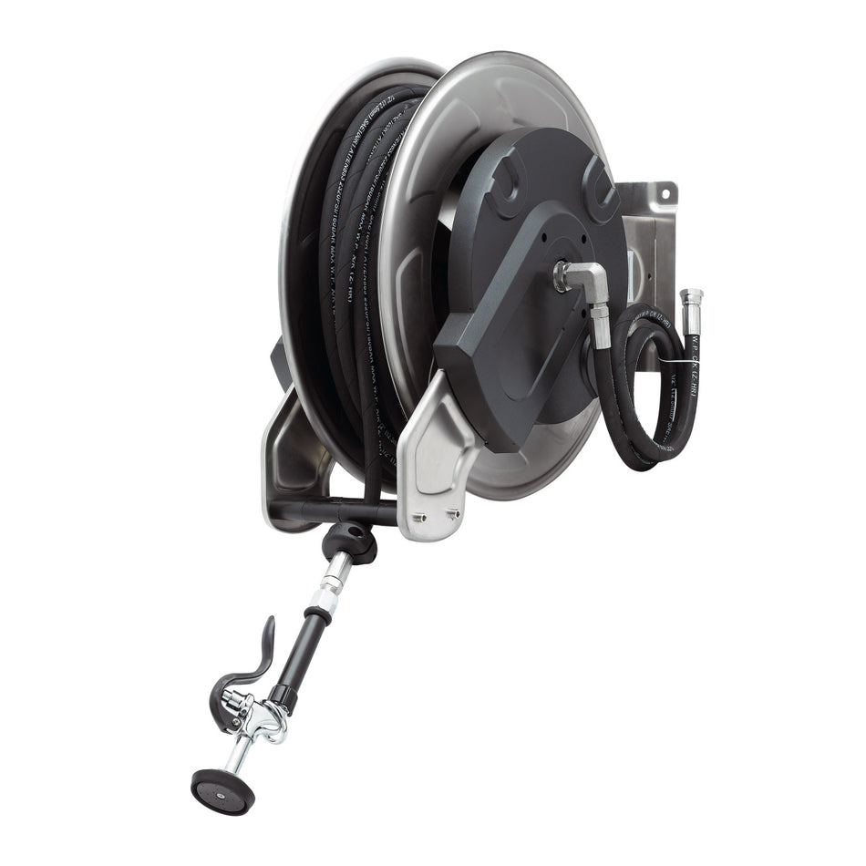 T&S Brass 5HR-351-01 SS Open Hose Reel - 65' Hose & High-Flow Valve