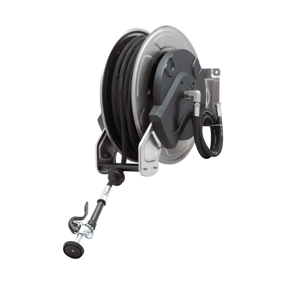 T&S Brass 5HR-361-01 SS Open Hose Reel - 82' Hose & High-Flow Valve