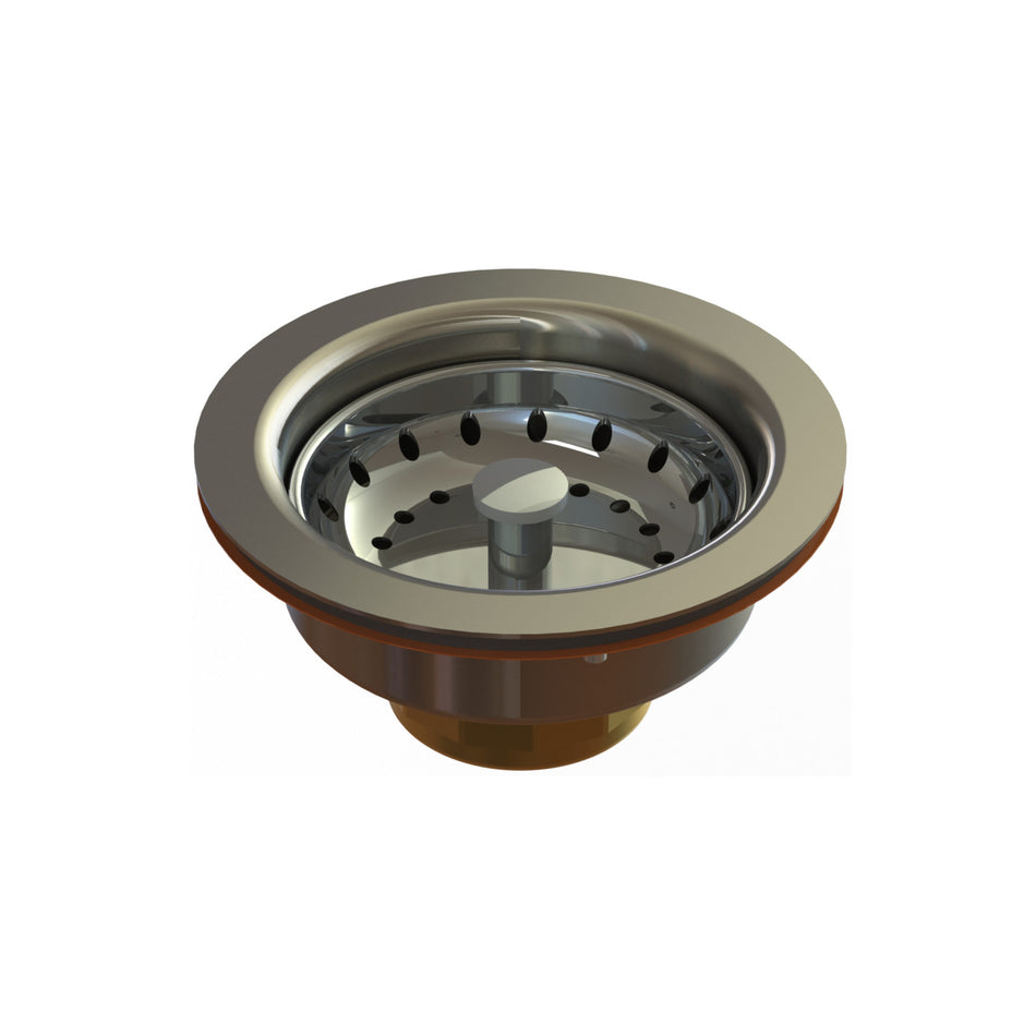 Duo Basket Drain for 3-1/2" Sink Opening, SS Strainer with Rubber Stopper