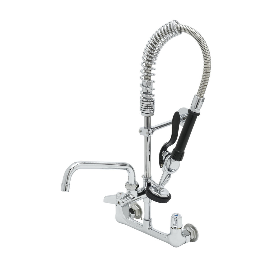 Equip Mini-PRU: 8" Wall Mount Faucet, 5SV, 8" Swing Nozzle, Lever Handles, Wall Bracket