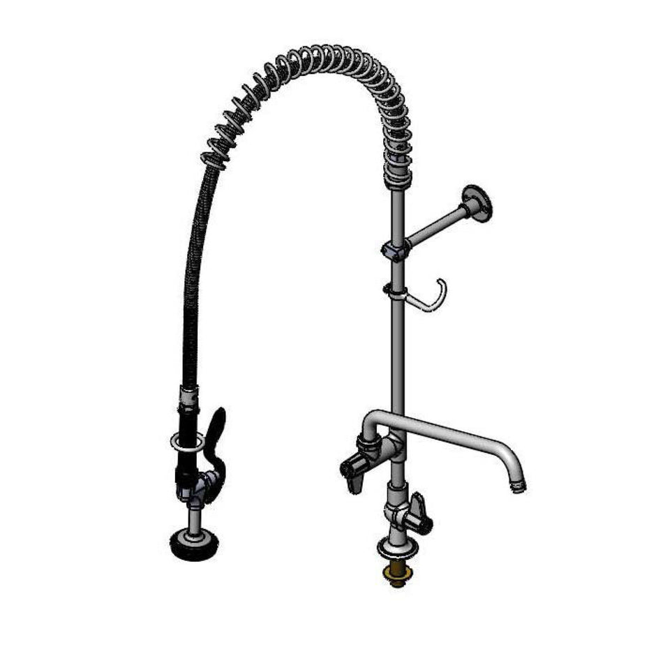 Equip Pre-Rinse Unit: Single Hole, Add-on Faucet with 12" Swing Nozzle, Lever Handles