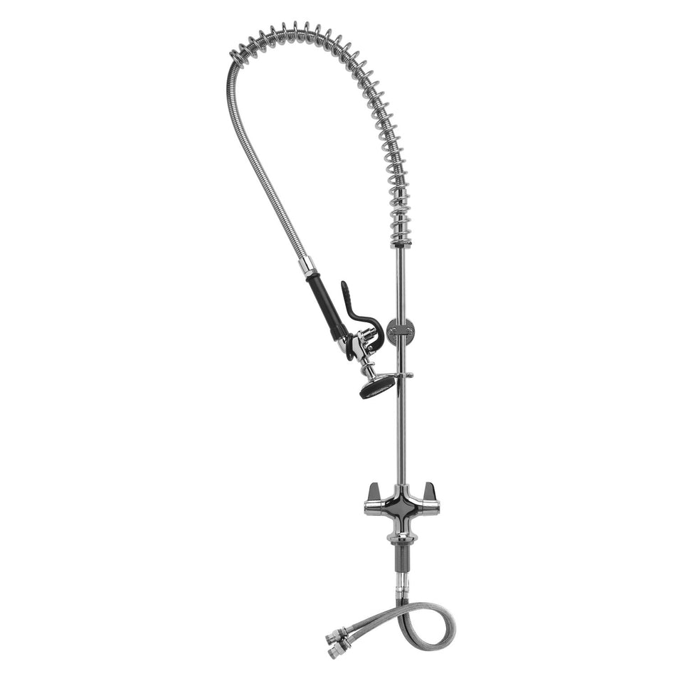 T&S Brass Equip 5PR-2S00 Single Hole Deck Mount Pre-Rinse Faucet for Commercial Kitchens - Includes Wall Bracket and Sprayer Meets New DOE Requirements with a 1.15 GPM Flow Rate,Silver