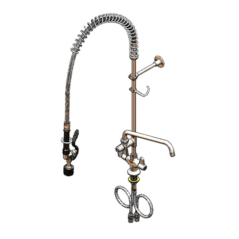 T&S 5PR-2S12-C 38 9/16"H Deck Mount Pre Rinse Faucet - 1 1/5 GPM, Base with Nozzle