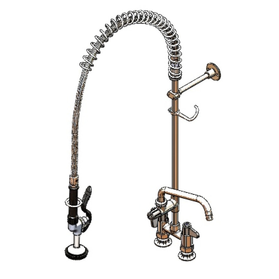 T&S Brass 5PR-4DLS08 Equip Pre-Rinse - 4" Deck & 8" Add-On Nozzle