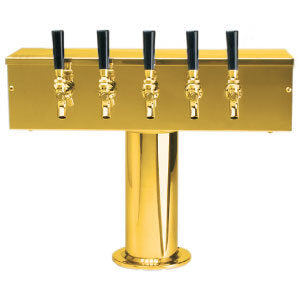 T Style Tower - 4" Column - PVD Brass - Glycol-Cooled - 5 Faucets
