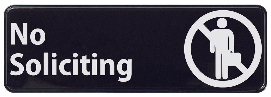 Winco SGN-336 Information Signs, 9"W x 3"H - SGN-336 - No Soliciting
