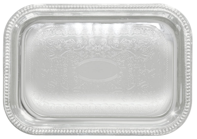 Winco CMT-2014 20 Inch Serving Tray Chrome Plated Gadroon Edge Rectangular