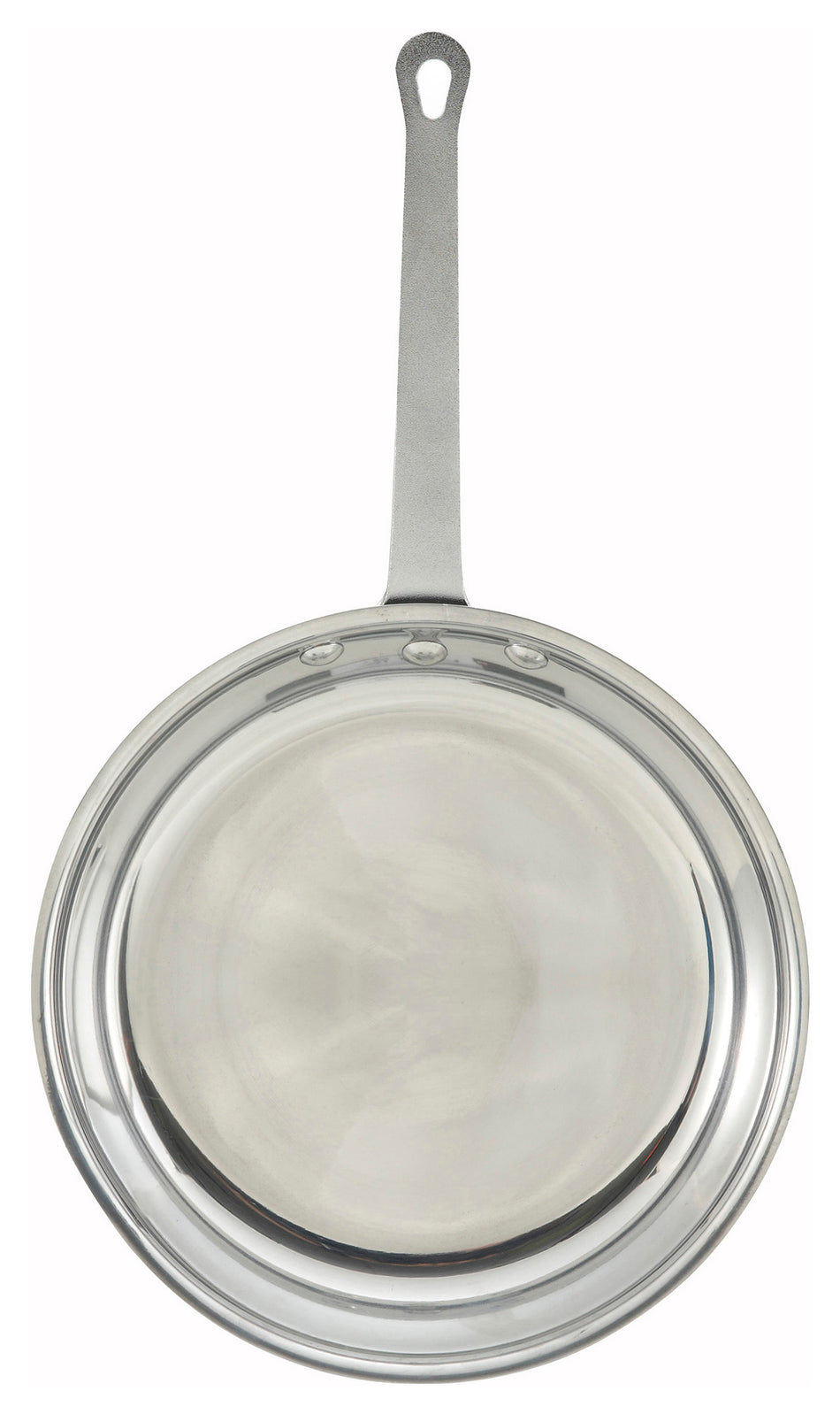 Winco AFP-10 10 Inch Fry Pan Without Lid Riveted Handle Mirror Finish Aluminum