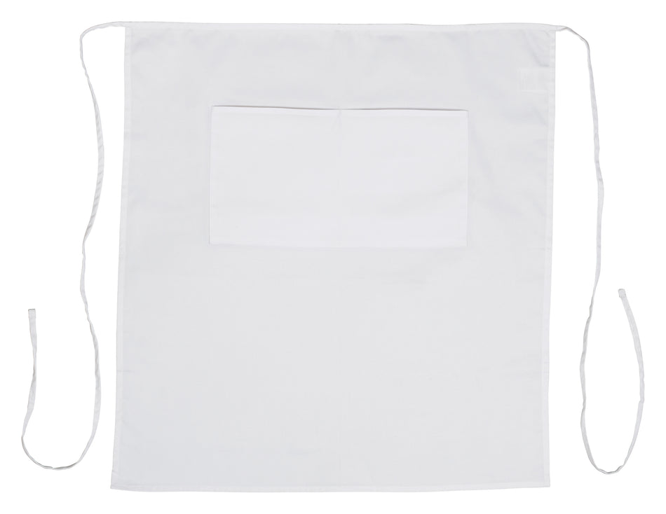 Winco WA-3129WH 32 Inch Bistro Apron with 2 Pockets White Poly-Cotton