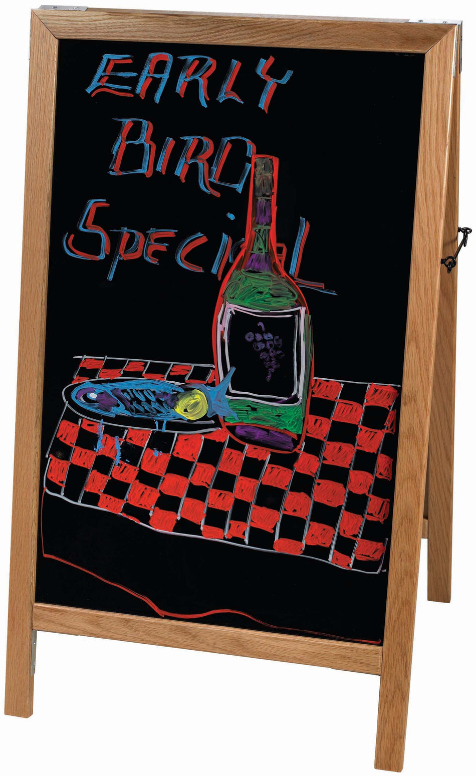 Winco MBAF-5 26-1/4 Inch Black Sidewalk Marker Board Dual-sided Wood Frame