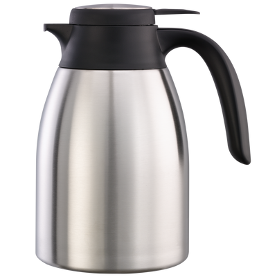 Flow Control 1.2-Liter Vacuum Insulated Carafe in Brushed Stainless and Black