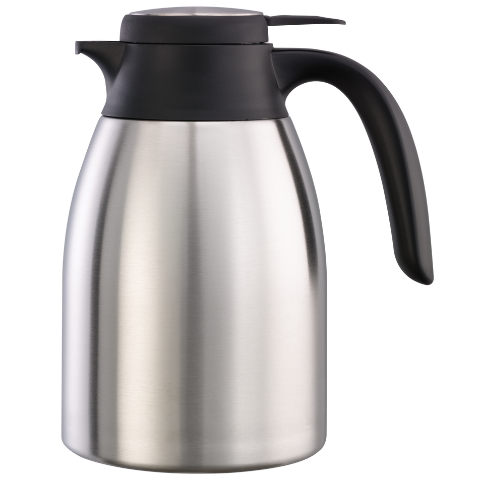 Flow Control 1.2-Liter Vacuum Insulated Carafe in Brushed Stainless and Black