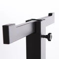 Rockless Table T-Base column and locking knob detail for moving tables without losing level