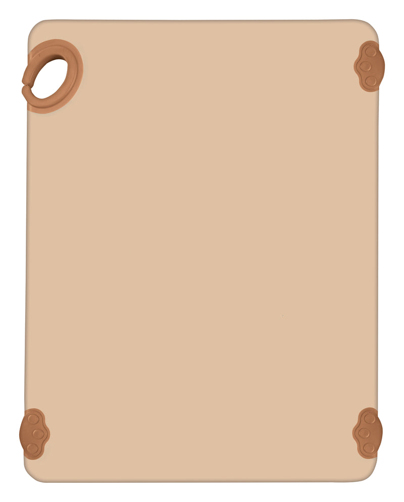 Winco CBK-1520BN 15 Inch Rectangular Cutting Board with rubber grip hook Brown Co-polymer