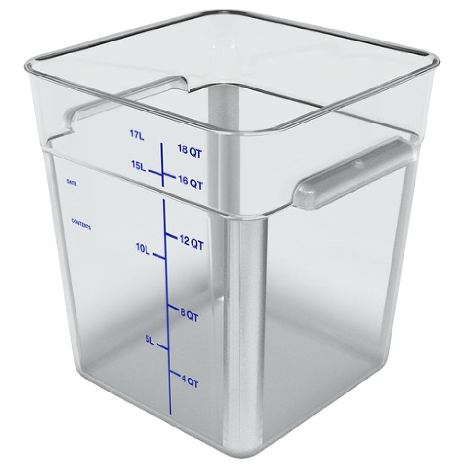 Carlisle 1195507 18 Quarts Food Storage Container Polycarbonate Clear with Blue Print