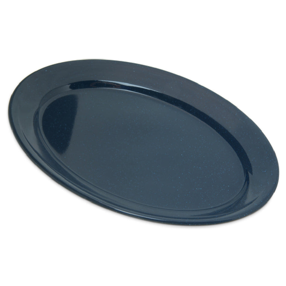 Carlisle 4356035 12 Inch Oval Platter with Reinforced Rim Melamine Café Blue