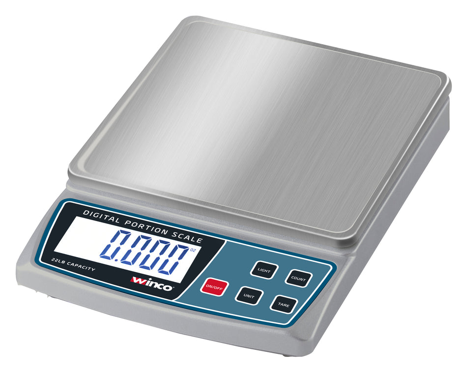 Winco SCAL-D22 Digital Portion Control Scale 22 lb Capacity Stainless Steel