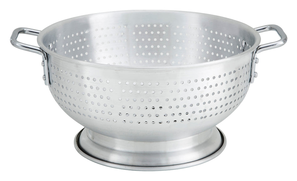 Winco ALO-11BH 11 Qt. Aluminum Colander with Base and Handles
