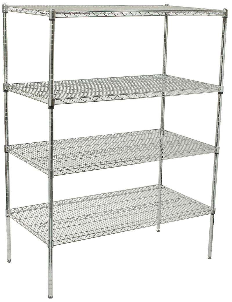 Winco VCS-1836 36 Inch 4 Tiers Wire Shelving Unit Chrome Finish