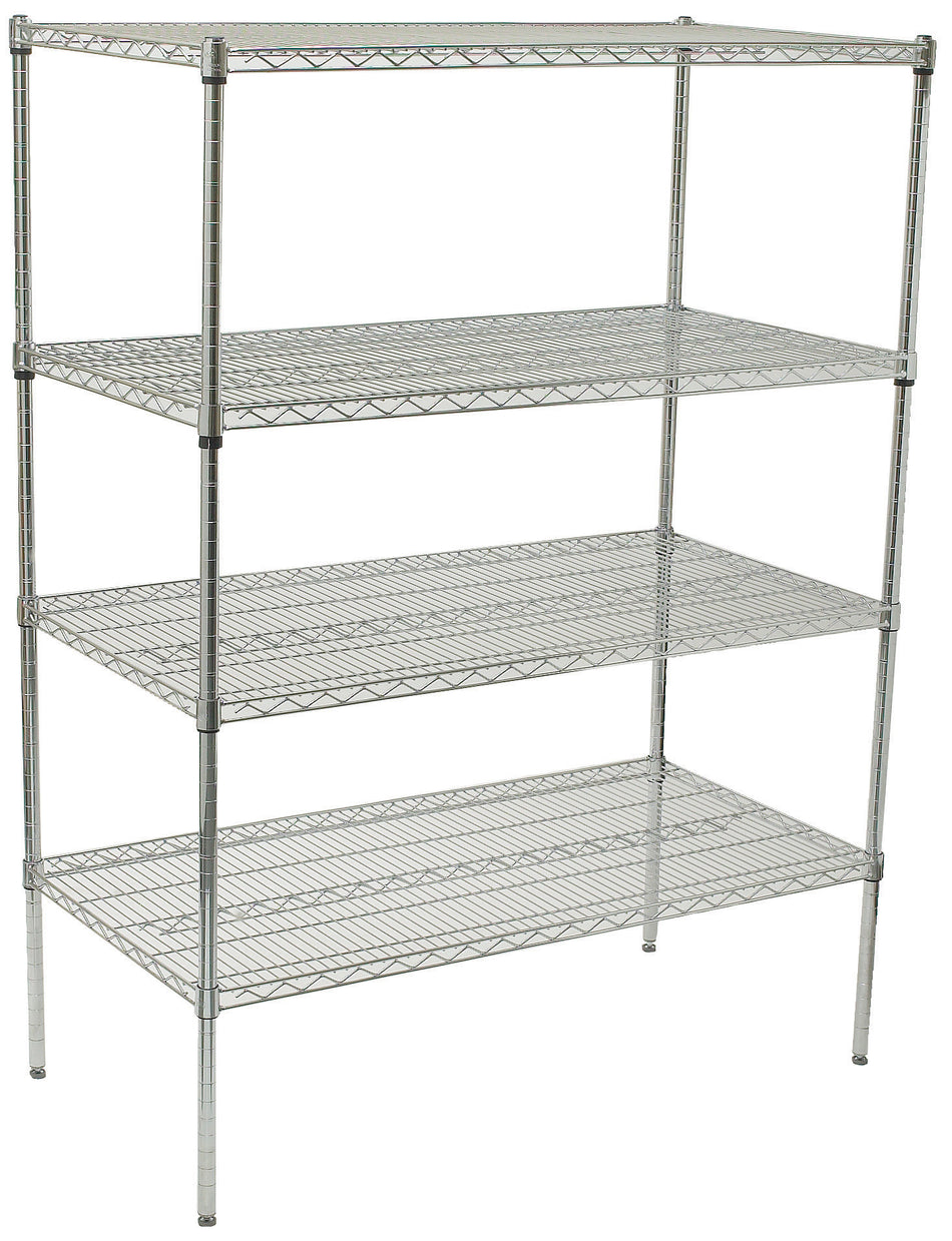 Winco VCS-1836 36 Inch 4 Tiers Wire Shelving Unit Chrome Finish