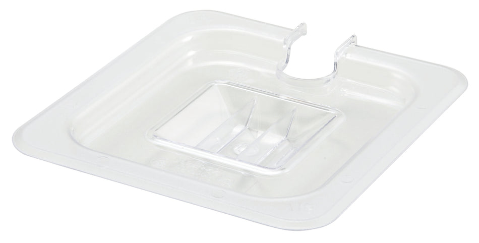 Winco SP7600C 1/6 Size Slotted Food Pan Cover with Handle Polycarbonate Clear