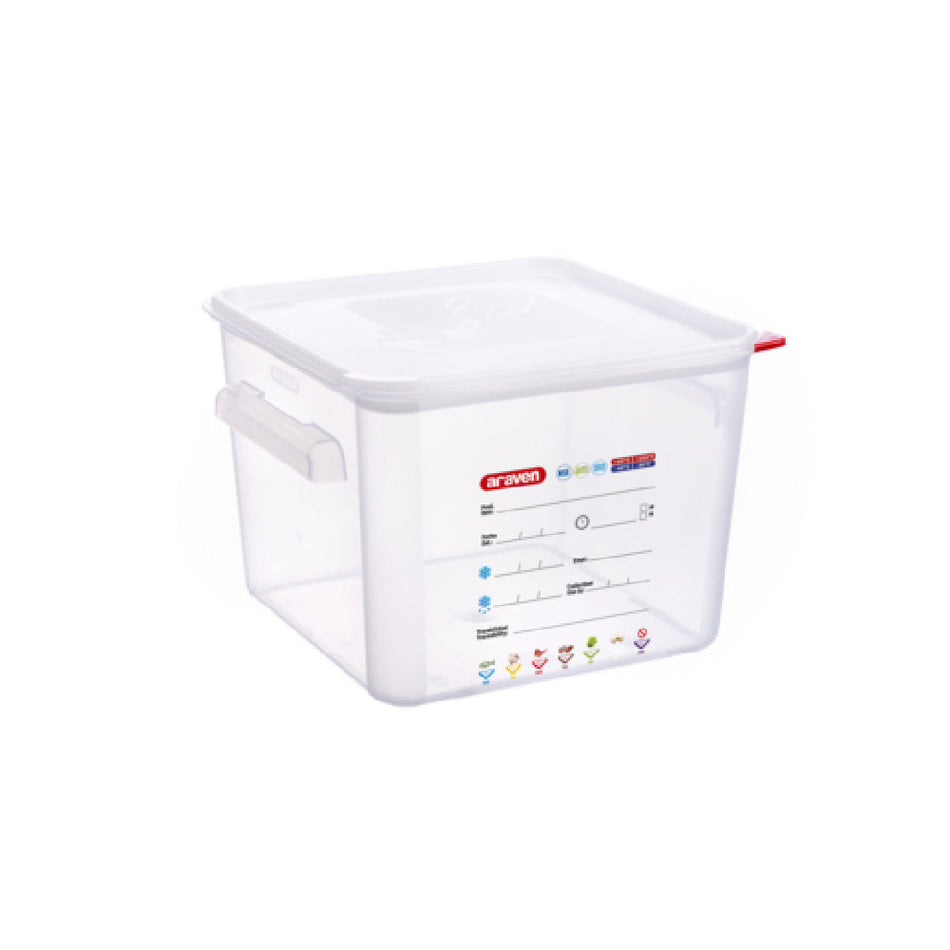 Carlisle 11855 12.6 Quart Food Storage Container Square with Airtight Lid Polypropylene Clear