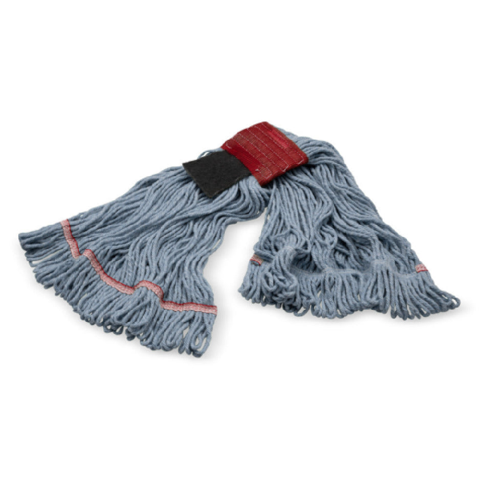 Carlisle 369424S14 5 Inch Large Looped-end Wet Mop Head with Scrubber Blue Cotton/Synthetic
