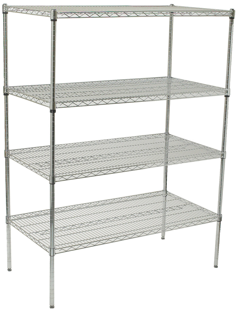 Winco VCS-2436 36 Inch 4 Tiers Wire Shelving Set Chrome Plated Steel