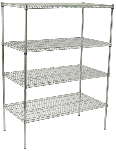 Winco VCS-2436 36 Inch 4 Tiers Wire Shelving Set Chrome Plated Steel