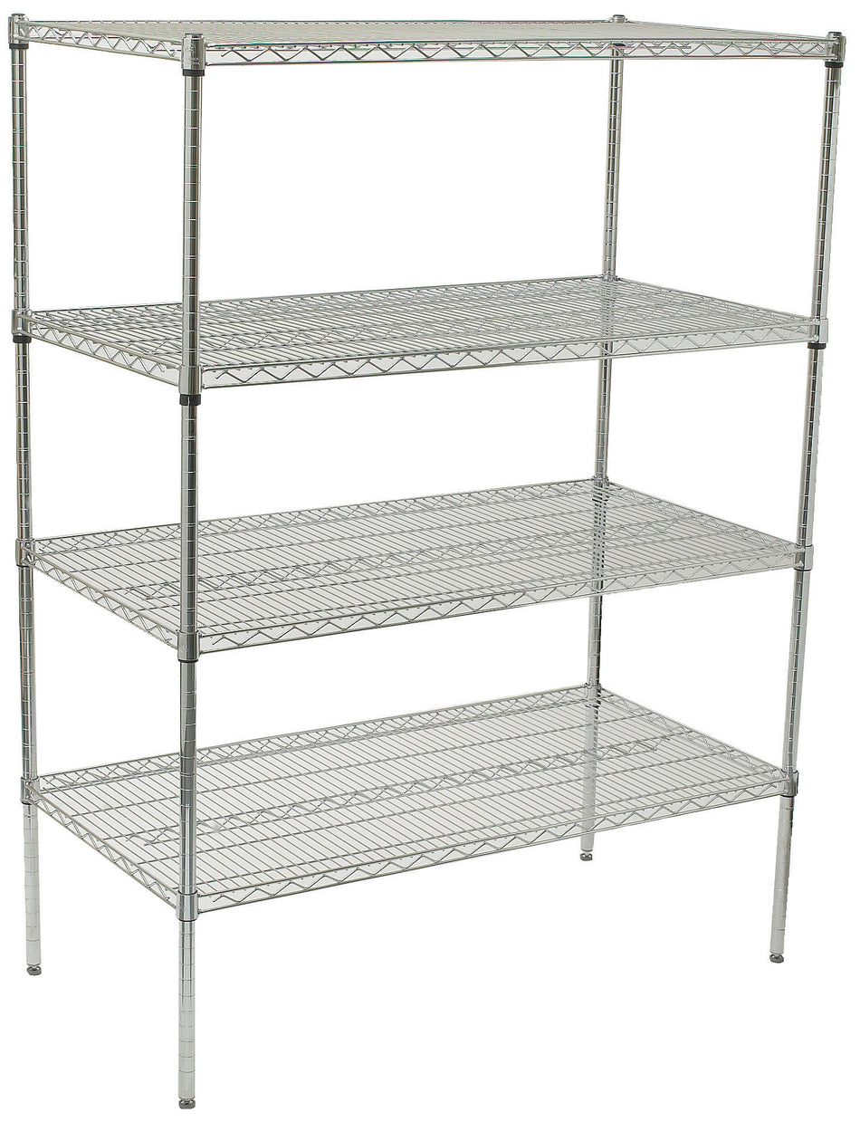Winco VCS-2436 36 Inch 4 Tiers Wire Shelving Set Chrome Plated Steel
