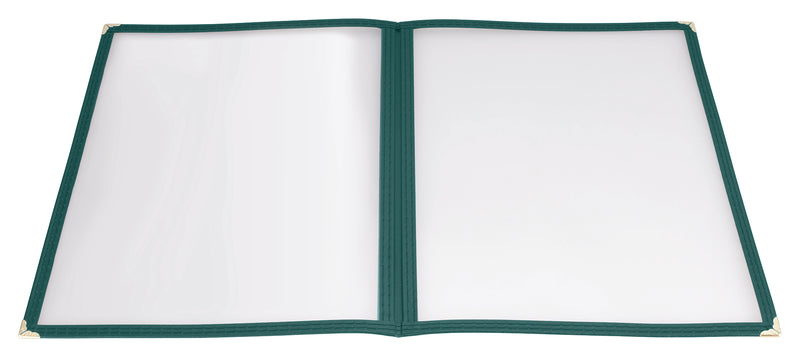Winco PMCD-9G 9-3/8 Inch Menu Cover Green Plastic Double Fold with Stitched Edging