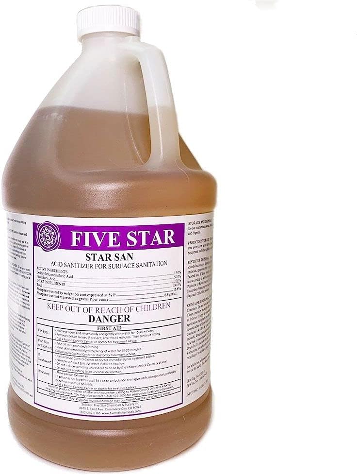 Five Star - Star San - 1 Gallon (128 OZ) - Food-Grade High Foaming Acid Sanitizer, 8 Pound