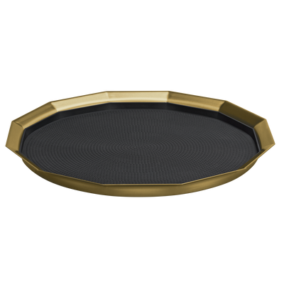12-Sided 16 in. Large Non-Slip Serving Tray in Vintage Gold
