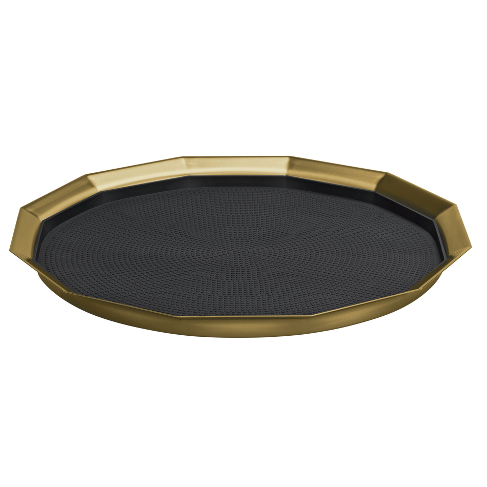 12-Sided 16 in. Large Non-Slip Serving Tray in Vintage Gold