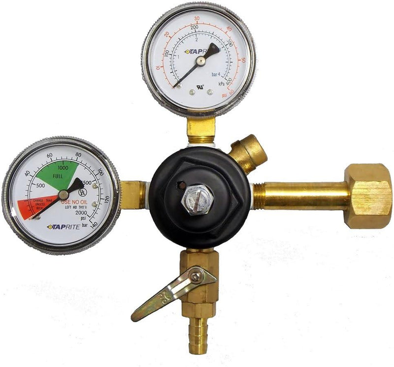 Taprite Co2 Primary Regulator 3741-BR Draft Beer, Wine, Soda Compatible - Dual High Pressure Gauge