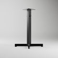 Rockless Table self-stabilizing bar height table base, 22 in legs span, black steel column on white background