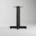 Rockless Table self-stabilizing dining height table base, 17 in legs span, black steel column on white background