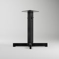 Rockless Table self-stabilizing dining height table base, 22 in legs span, black steel column on white background