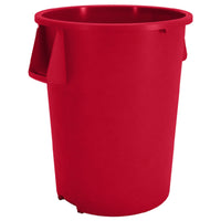 Carlisle 84105505 55 Gallon Round Trash Container Red Polyethylene with Ergonomic Handles