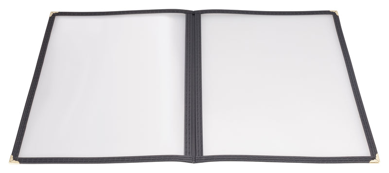 Winco PMCD-9K 9-3/8 Inch Menu Cover Double Fold Black Plastic with Edging