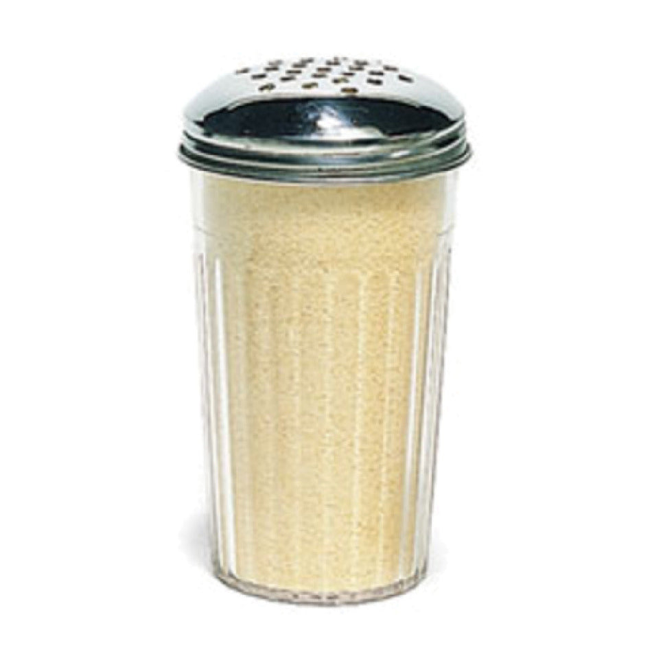 Carlisle 331907 12 Oz Cheese Shaker Fluted Base Stainless Steel Clear SAN