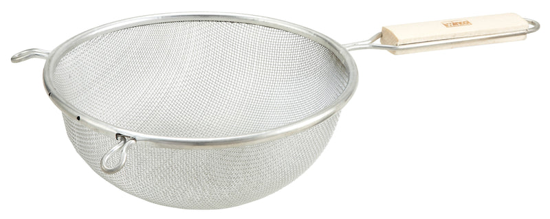 Winco MST-8S 8 Inch Diameter Round Mesh Strainer Tin-Plated with Wood Handle